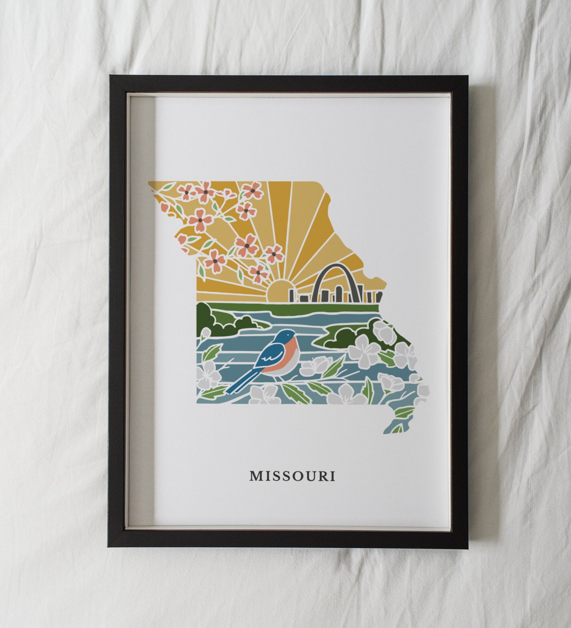 Missouri Physical Art Print | State Wall Art | 5x7, 8x10, 11x14, 16x20 Archival Art Print | Missouri Illustrated Poster