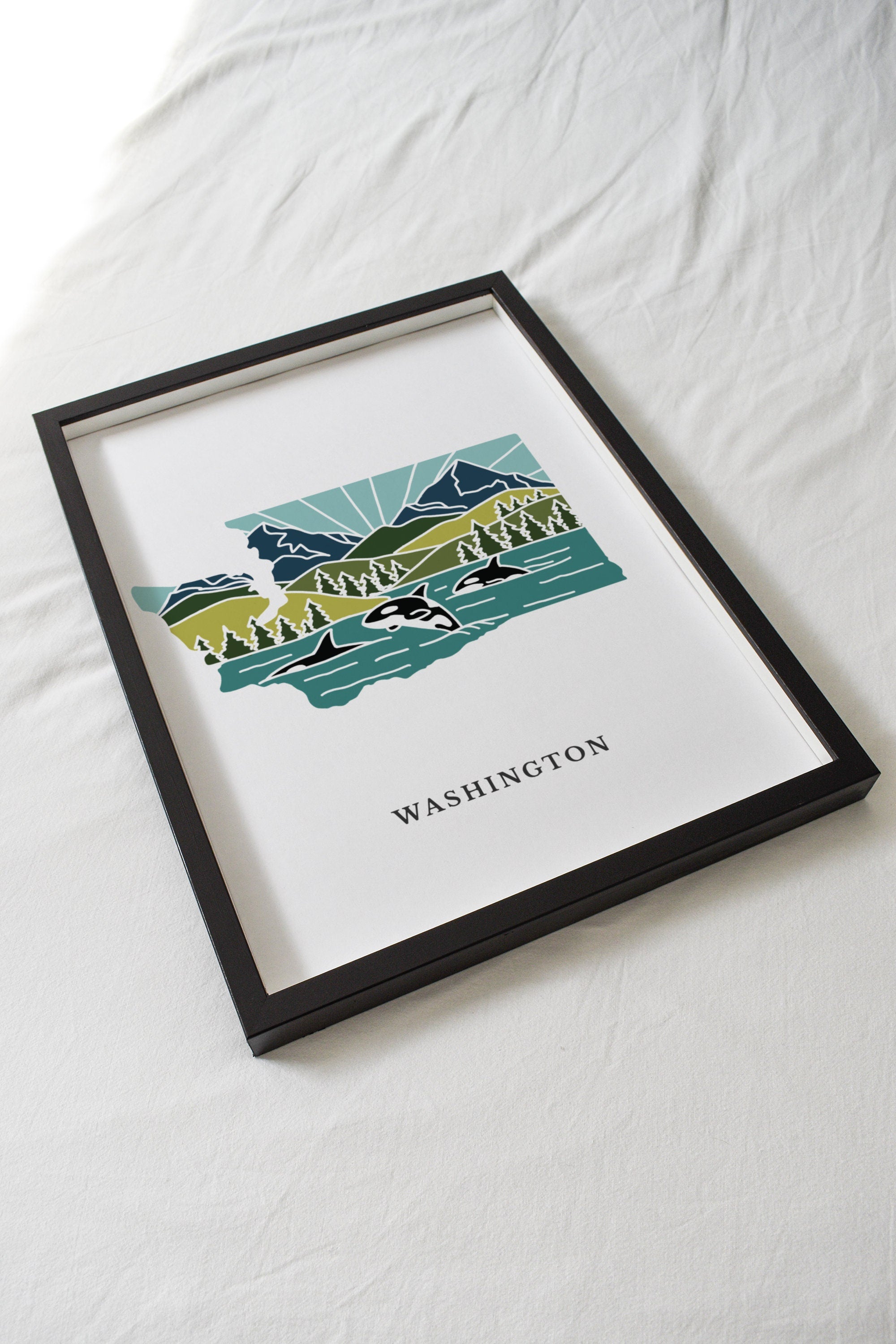 Washington Art Print | State Wall Art | 5x7, 8x10, 11x14, 16x20 Archival Art Print | WA Outline Poster | Washington Illustration