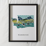 Washington Art Print | State Wall Art | 5x7, 8x10, 11x14, 16x20 Archival Art Print | WA Outline Poster | Washington Illustration
