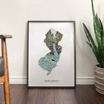 New Jersey Art Print | State Wall Art | 5x7, 8x10, 11x14, 16x20" Archival Art Print | NJ Outline Poster | New Jersey Illustration