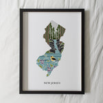 New Jersey Art Print | State Wall Art | 5x7, 8x10, 11x14, 16x20" Archival Art Print | NJ Outline Poster | New Jersey Illustration