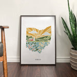 Ohio Physical Art Print | State Wall Art | 5x7, 8x10, 11x14, 16x20 Archival Art Print | Ohio Illustrated Poster