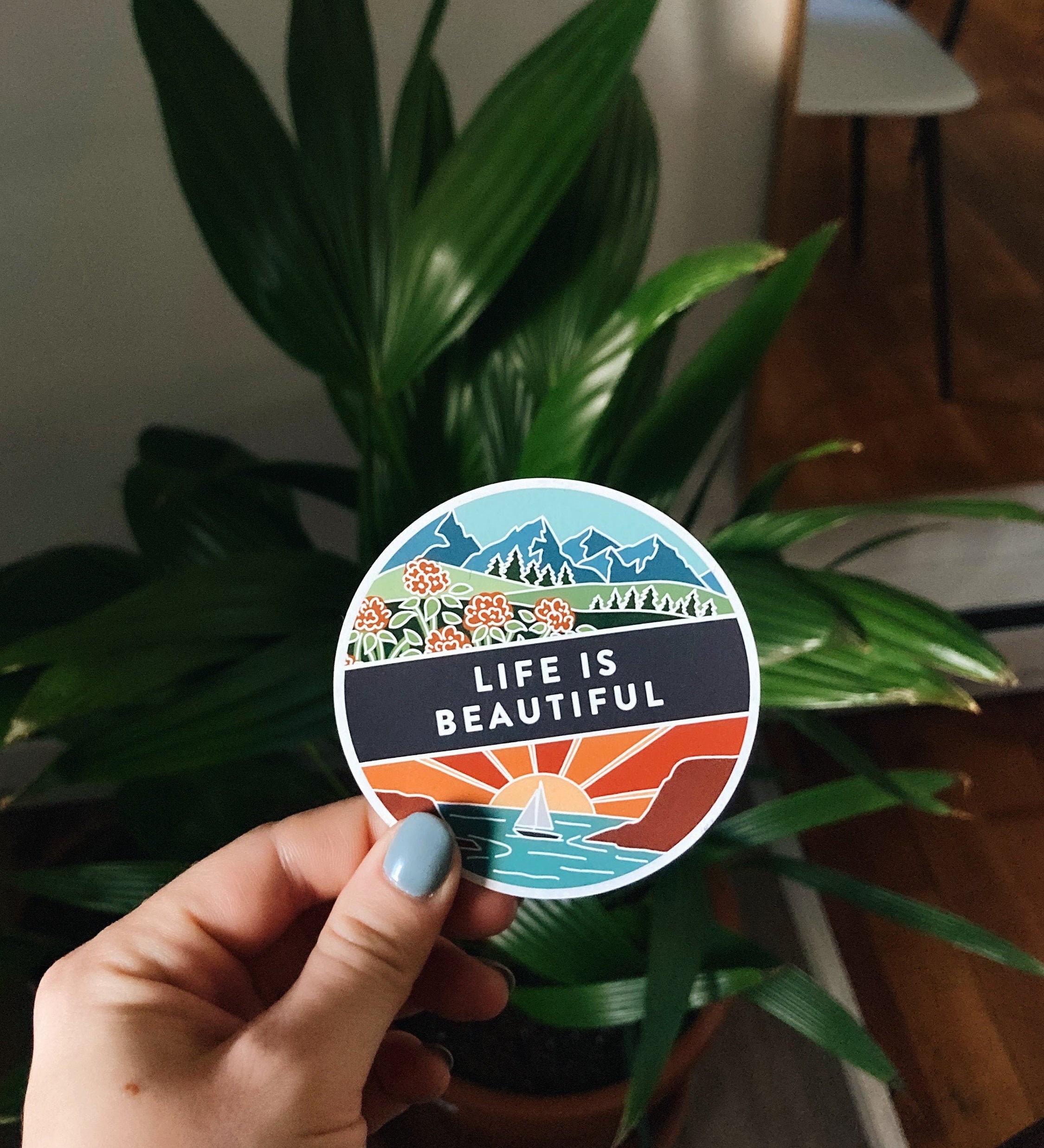 Life Is Beautiful Car Magnet | Outdoorsy Car Magnet | Locker Magnet | Fridge Magnet | Lightweight Magnet | Travel Magnet | 3"