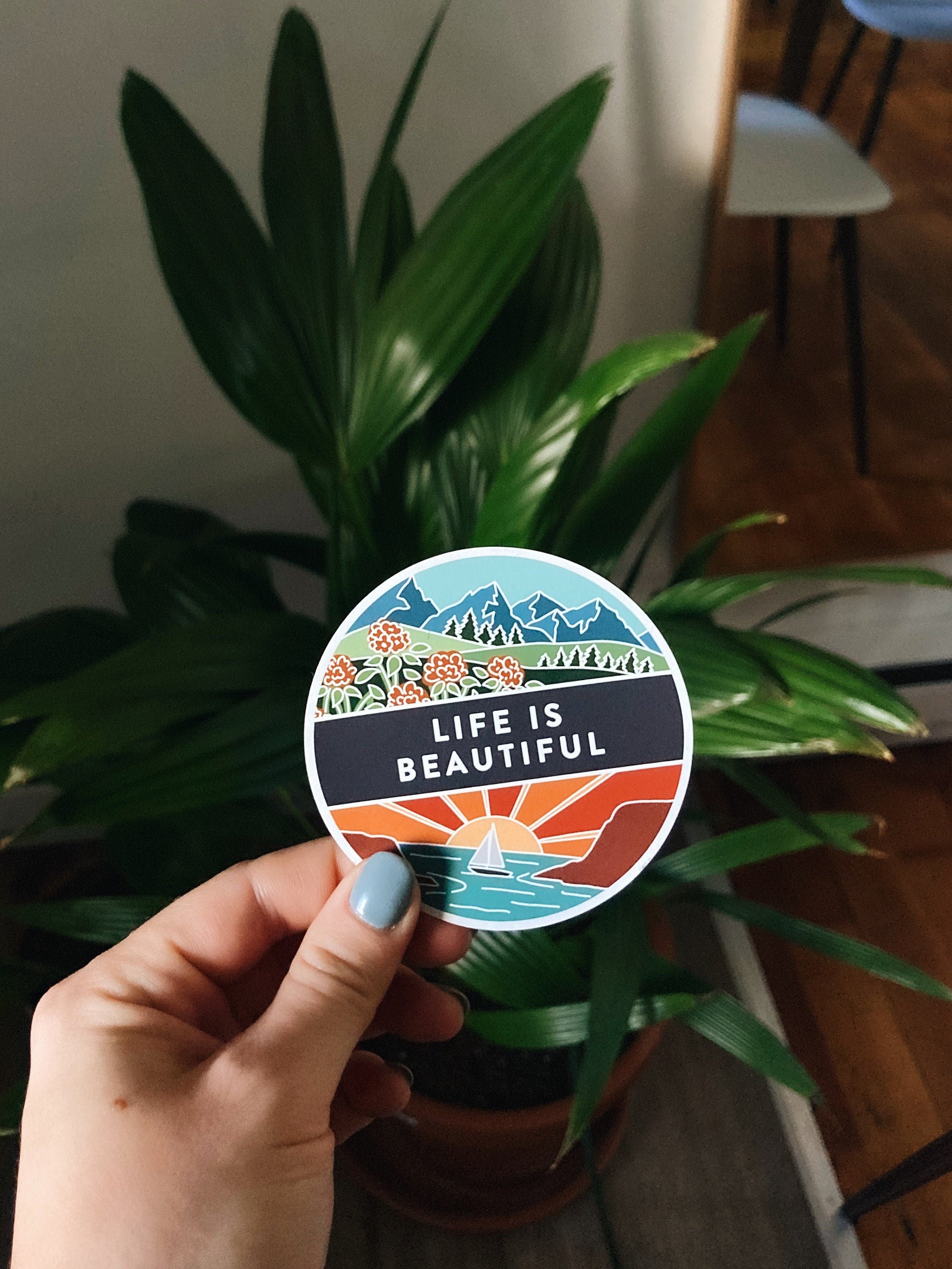 Life Is Beautiful Car Magnet | Outdoorsy Car Magnet | Locker Magnet | Fridge Magnet | Lightweight Magnet | Travel Magnet | 3"