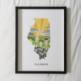 Illinois Physical Art Print | State Wall Art | 5x7, 8x10, 11x14, 16x20" Archival Art Print | Illinois Illustrated Poster
