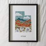Utah Physical Art Print | State Wall Art | 5x7, 8x10, 11x14, 16x20 Archival Art Print | Utah Illustrated Poster