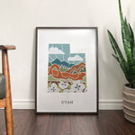 Utah Physical Art Print | State Wall Art | 5x7, 8x10, 11x14, 16x20 Archival Art Print | Utah Illustrated Poster