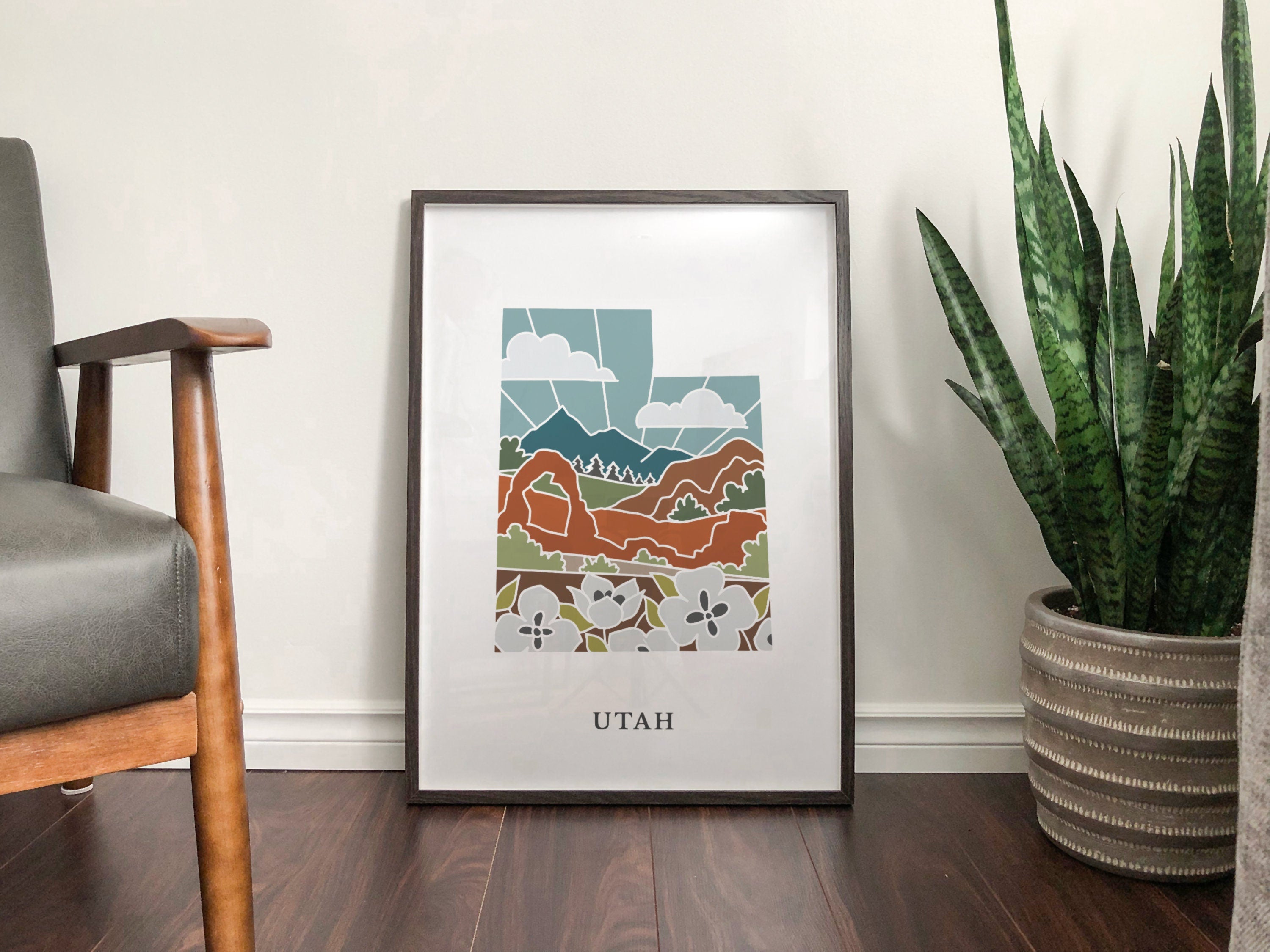 Utah Physical Art Print | State Wall Art | 5x7, 8x10, 11x14, 16x20 Archival Art Print | Utah Illustrated Poster