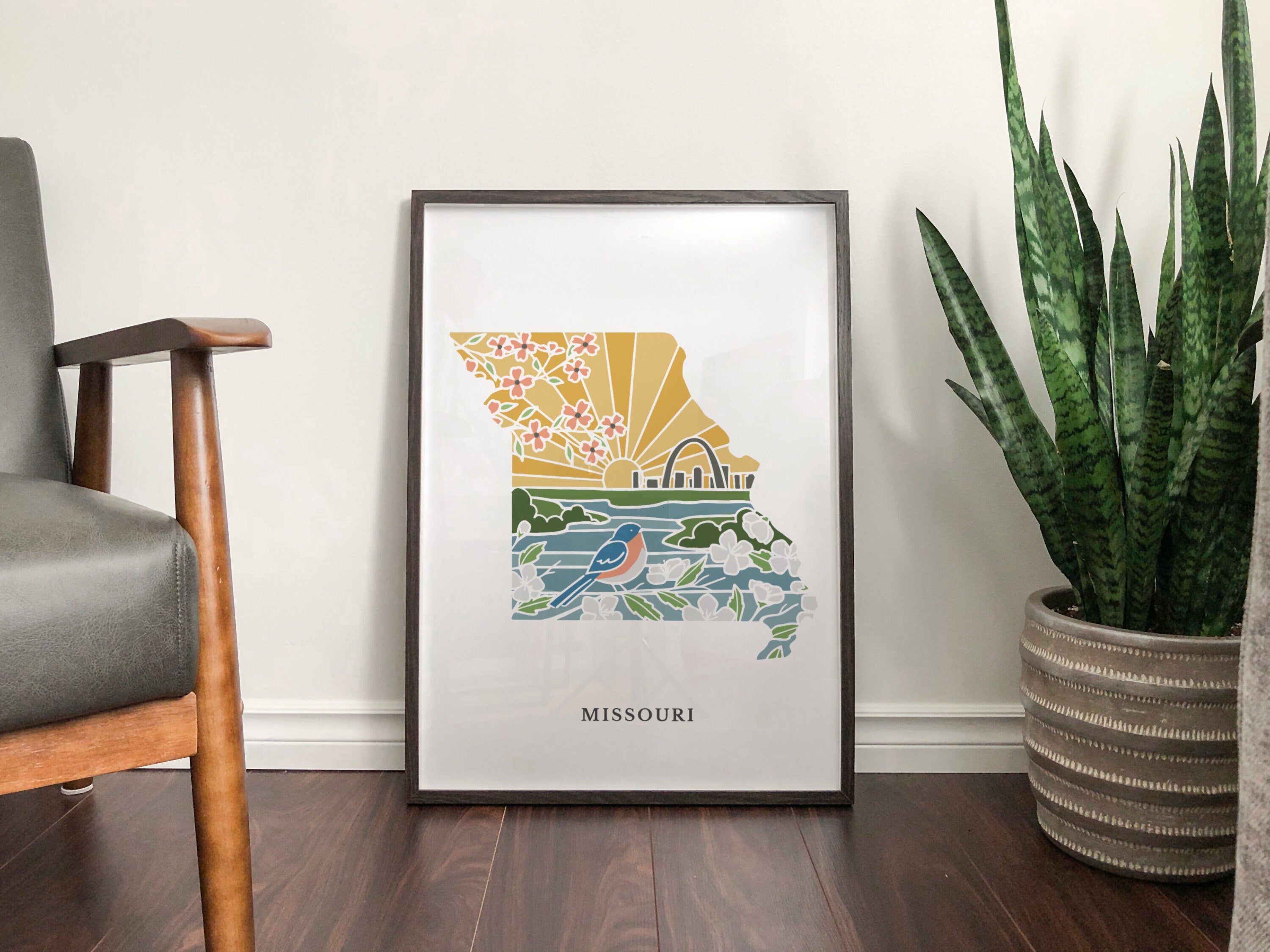 Missouri Physical Art Print | State Wall Art | 5x7, 8x10, 11x14, 16x20 Archival Art Print | Missouri Illustrated Poster