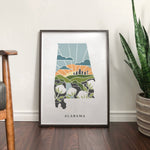 Alabama Physical Art Print | State Wall Art | 5x7, 8x10, 11x14, 16x20 Archival Art Print | Alabama Illustrated Poster
