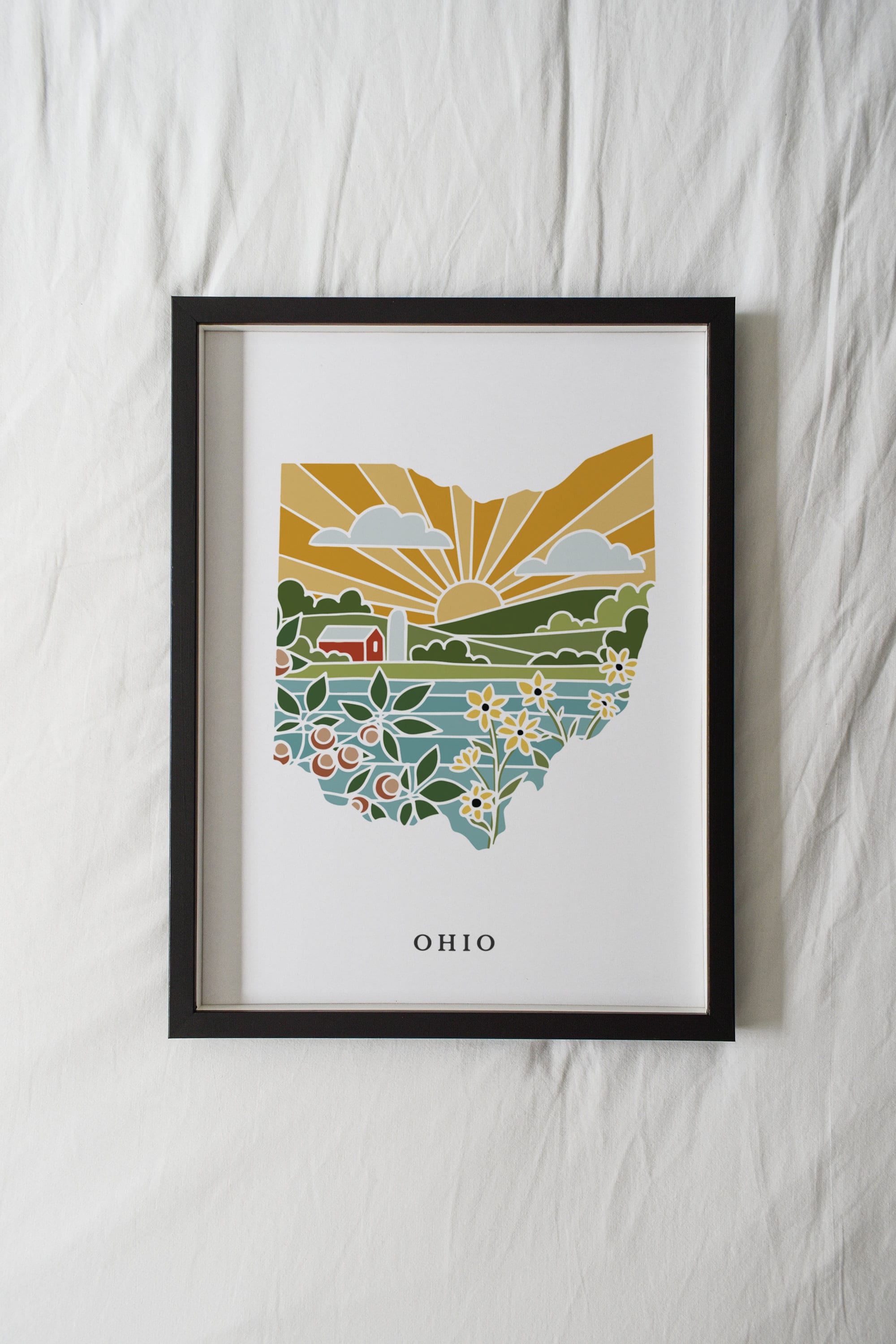 Ohio Physical Art Print | State Wall Art | 5x7, 8x10, 11x14, 16x20 Archival Art Print | Ohio Illustrated Poster