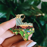 Gold Texas Soft Enamel Keychain 1.5" | Texas Outline Key Ring | Illustrated State Keychain