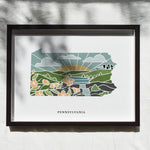 Pennsylvania Physical Art Print | State Wall Art | 5x7, 8x10, 11x14, 16x20 Archival Art Print | Pennsylvania Illustrated Poster