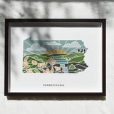 Pennsylvania Physical Art Print | State Wall Art | 5x7, 8x10, 11x14, 16x20 Archival Art Print | Pennsylvania Illustrated Poster