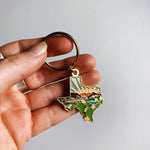 Gold Texas Soft Enamel Keychain 1.5" | Texas Outline Key Ring | Illustrated State Keychain