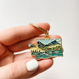 Washington Soft Enamel Keychain | Washington Outline Key Ring | Illustrated State Keychain 1.5"