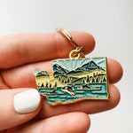 Washington Soft Enamel Keychain | Washington Outline Key Ring | Illustrated State Keychain 1.5"