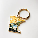 Minnesota Soft Enamel Keychain | Minnesota Outline Key Ring | Illustrated State Keychain 1.5"