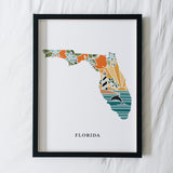 Florida Art Print | State Wall Art | 5x7, 8x10, 11x14, 16x20 Archival Art Print | FL Outline Poster | Florida Illustration
