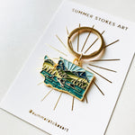 Washington Soft Enamel Keychain | Washington Outline Key Ring | Illustrated State Keychain 1.5"