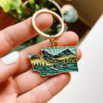 Washington Soft Enamel Keychain | Washington Outline Key Ring | Illustrated State Keychain 1.5"