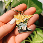 Minnesota Soft Enamel Keychain | Minnesota Outline Key Ring | Illustrated State Keychain 1.5"