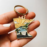 Minnesota Soft Enamel Keychain | Minnesota Outline Key Ring | Illustrated State Keychain 1.5"