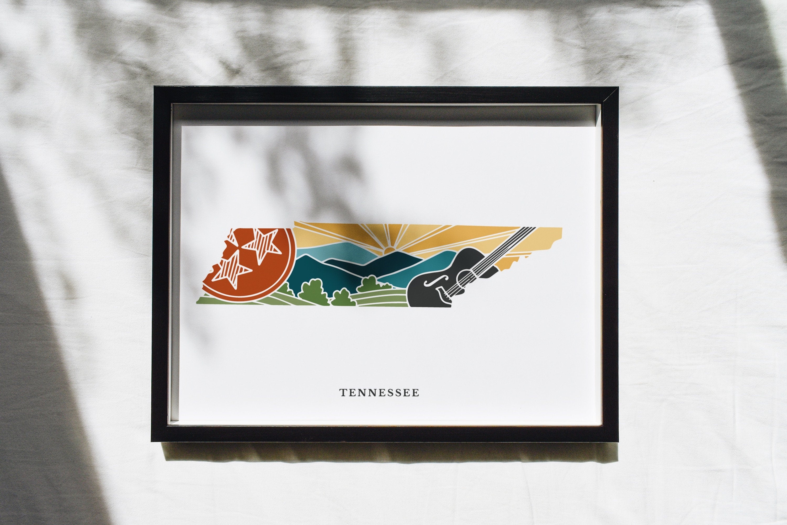 Tennessee Physical Art Print | State Wall Art | 5x7, 8x10, 11x14, 16x20 Archival Art Print | Tennessee Illustrated Poster