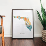 Florida Art Print | State Wall Art | 5x7, 8x10, 11x14, 16x20 Archival Art Print | FL Outline Poster | Florida Illustration