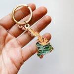 Hawaii Gold Enamel Keychain | Hawaii Outline Key Ring | Soft Enamel Illustrated State Keychain 1.75"