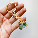 Hawaii Gold Enamel Keychain | Hawaii Outline Key Ring | Soft Enamel Illustrated State Keychain 1.75"