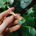 Hawaii Gold Enamel Keychain | Hawaii Outline Key Ring | Soft Enamel Illustrated State Keychain 1.75"
