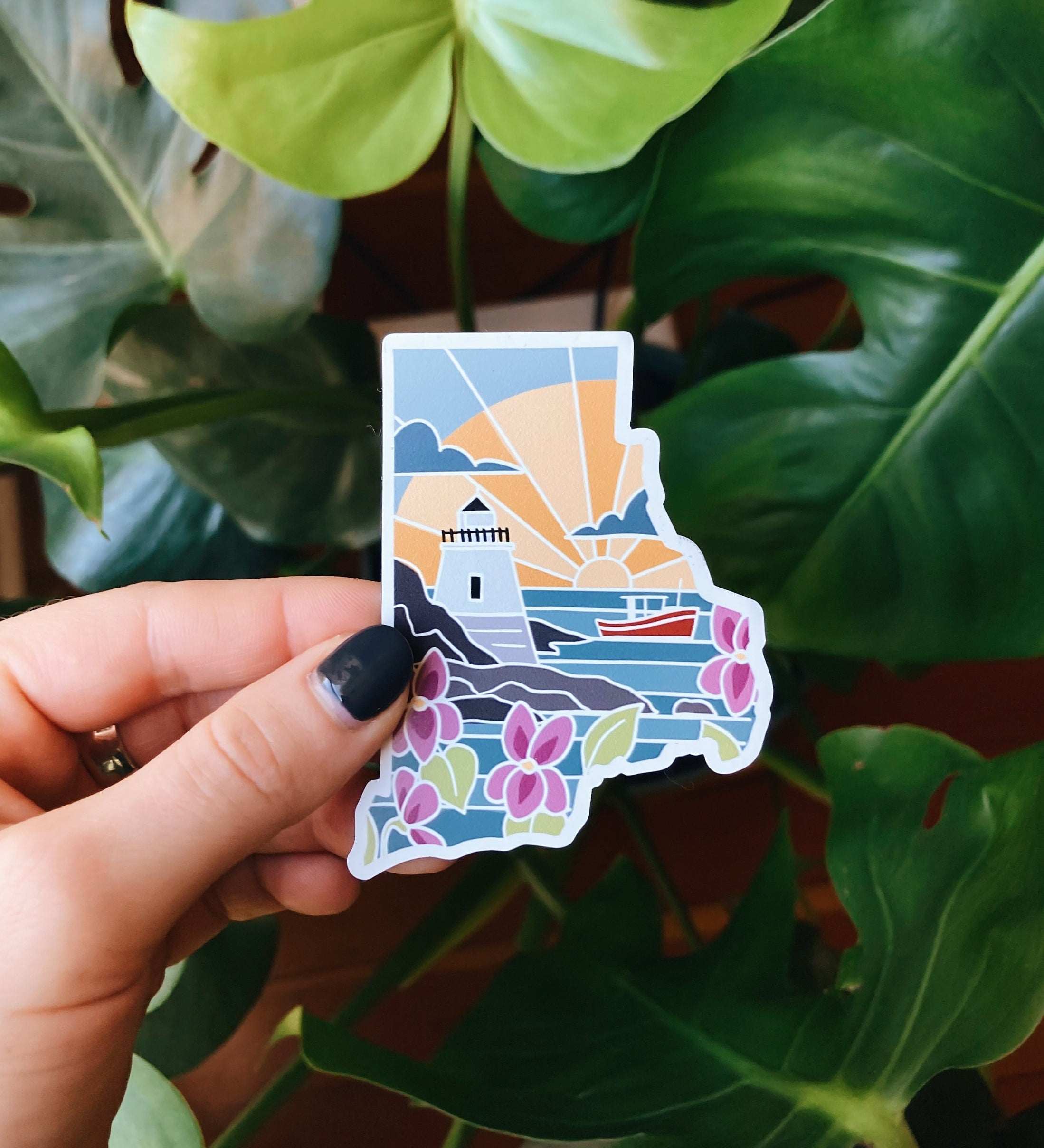 Rhode Island Weatherproof Magnet | State Car Magnet | Outdoorsy Magnet | Locker Magnet | Fridge Magnet | Weatherproof Magnet | 3"