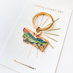 Montana Gold Enamel Keychain | Montana State Key Ring | Soft Enamel Illustrated State Keychain 1.5"