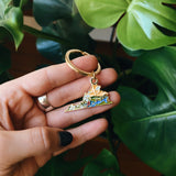 Virginia Gold Enamel Keychain | Virginia Outline Key Ring | Soft Enamel Illustrated State Keychain 1.5"