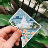 D.C. Weatherproof, Durable Sticker | Waterbottle Sticker | Illustrated United States Sticker | Vinyl Decal | Outdoorsy Bumper Sticker | 4"