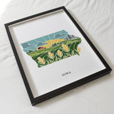Iowa Physical Art Print | State Wall Art | 5x7, 8x10, 11x14, 16x20" Archival Art Print | Iowa Illustrated Poster