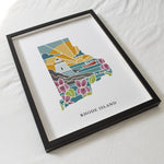 Rhode Island Physical Art Print | State Wall Art | 5x7, 8x10, 11x14, 16x20" Archival Art Print | Rhode Island Illustrated Poster