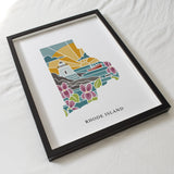 Rhode Island Physical Art Print | State Wall Art | 5x7, 8x10, 11x14, 16x20" Archival Art Print | Rhode Island Illustrated Poster
