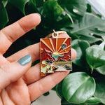 New Mexico Gold Enamel Keychain | New Mexico State Key Ring | Soft Enamel Illustrated State Keychain 1.5"