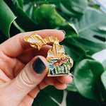 Michigan Enamel Pin | Gold Soft Enamel Pin | Illustrated United State Pin | Butterfly Clasp | 1.25"