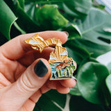 Michigan Enamel Pin | Gold Soft Enamel Pin | Illustrated United State Pin | Butterfly Clasp | 1.25"