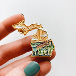 Michigan Enamel Pin | Gold Soft Enamel Pin | Illustrated United State Pin | Butterfly Clasp | 1.25"