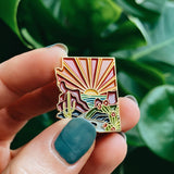 Arizona Enamel Pin | Gold Soft Enamel Pin | Illustrated United State Pin | Butterfly Clasp | 1.25"