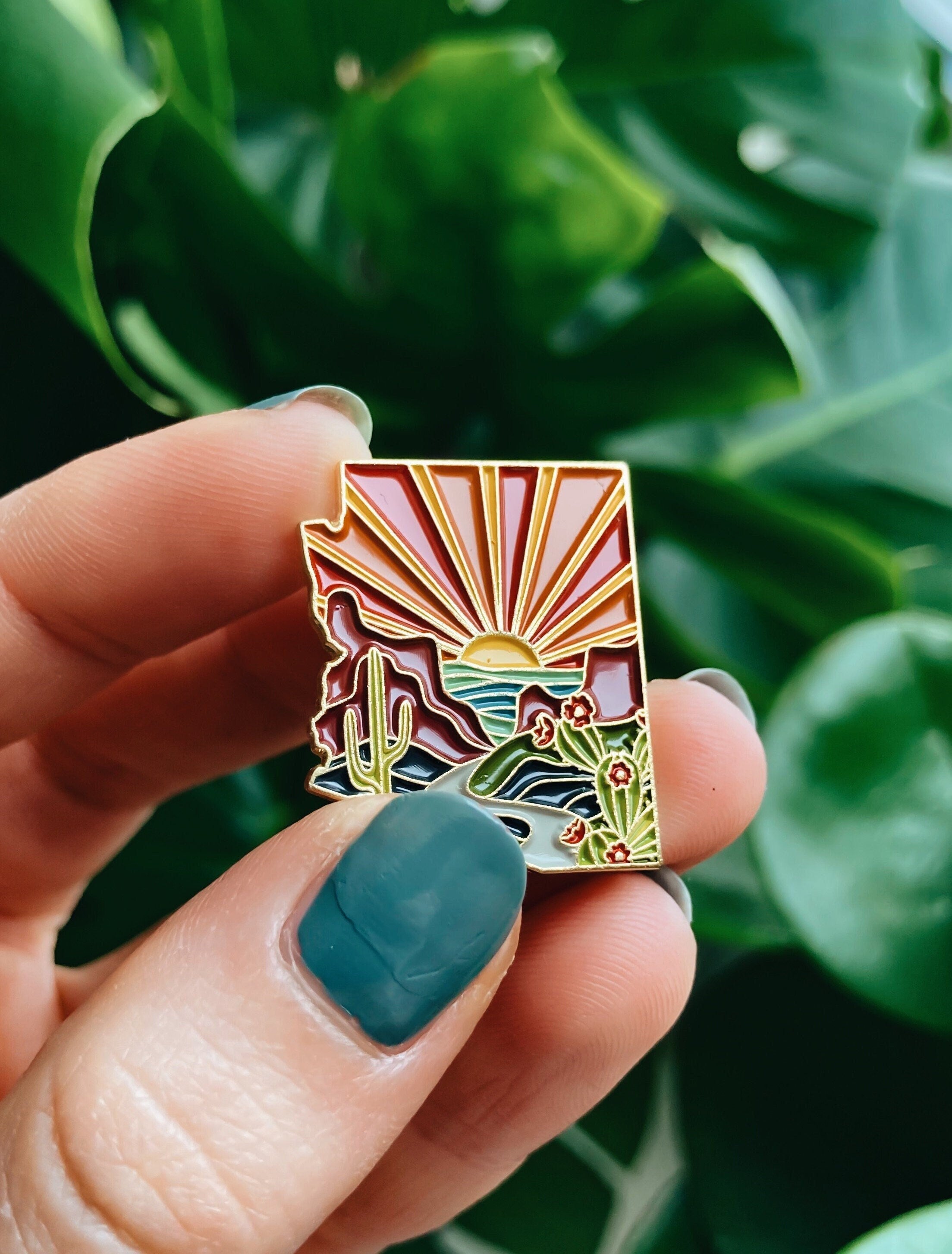 Arizona Enamel Pin | Gold Soft Enamel Pin | Illustrated United State Pin | Butterfly Clasp | 1.25"