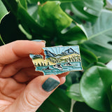 Washington Enamel Pin | Gold Soft Enamel Pin | Illustrated United State Pin | Butterfly Clasp | 1.25"
