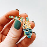 Florida Enamel Pin | Gold Soft Enamel Pin | Illustrated United State Pin | Butterfly Clasp | 1.25"