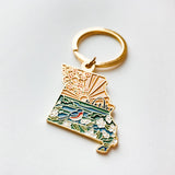 Missouri Gold Enamel Keychain | Missouri State Key Ring | Soft Enamel Illustrated State Keychain 1.5"