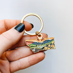 Montana Gold Enamel Keychain | Montana State Key Ring | Soft Enamel Illustrated State Keychain 1.5"