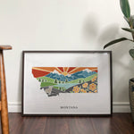 Montana Physical Art Print | State Wall Art | 5x7, 8x10, 11x14, 16x20" Archival Art Print | Montana Illustrated Poster